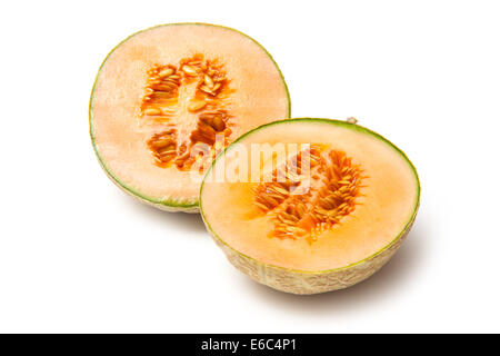 Fruit melon cantaloup (Cucumis melo) isolated on a white background studio. Banque D'Images