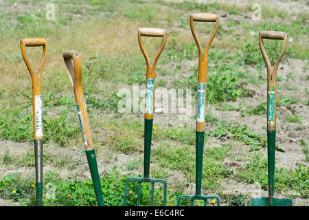 Poignées de fourche de jardin Banque D'Images