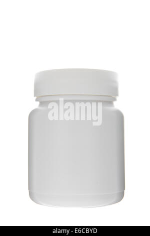 Pouvez pour pilules ower isolé sur fond blanc Banque D'Images
