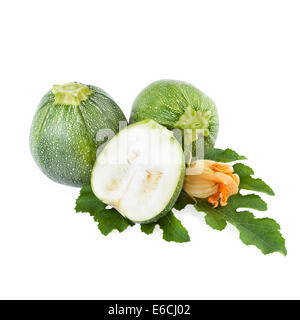 Ronde courgettes isolé sur fond blanc Banque D'Images