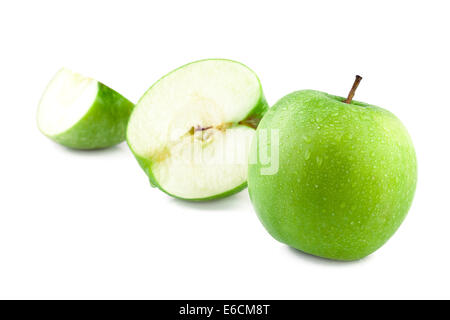 Vert pomme isolé sur fond blanc Banque D'Images