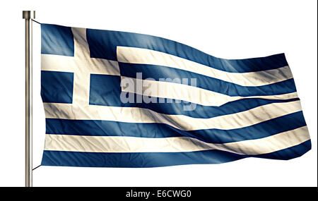 Grèce Drapeau National 3D isolé sur fond blanc Banque D'Images