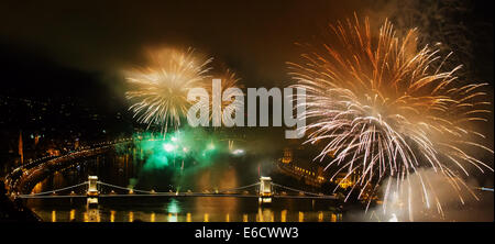 Budapest. 20e Août, 2014. La Hongrie marque sa fête nationale avec feu d'artifice dans la capitale Budapest le 20 août 2014. Credit : Attila Volgyi/Xinhua/Alamy Live News Banque D'Images