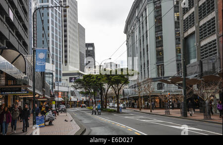 Le centre-ville de Wellington Nouvelle-Zélande Lambton Quay Banque D'Images