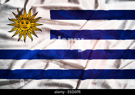 L'Uruguay grunge flag sur un drap de soie forme Banque D'Images