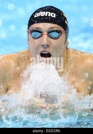 Berlin, Allemagne. 20e Août, 2014. Marco Koch de l'Allemagne en compétition dans l'épreuve du 200 m brasse à la 32e demi-finale du Championnat de natation 2014 européenne LEN au Velodrom à Berlin, Allemagne, 20 août 2014. Foto : Hannibal/dpa/Alamy Live News Banque D'Images