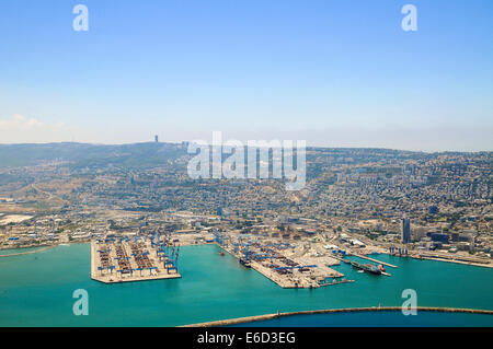 Photographie aérienne du port de Haïfa, Israël Banque D'Images