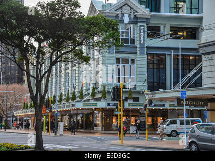 Wellington city center shopping boutiques stains department store Lambton Quay Banque D'Images