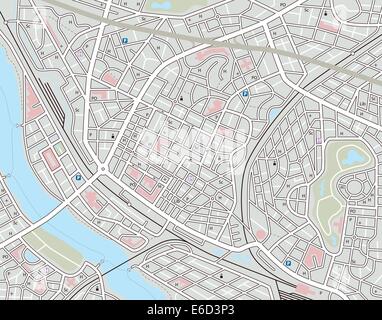 Carte vectorielle modifiable d'une ville sans nom générique Illustration de Vecteur