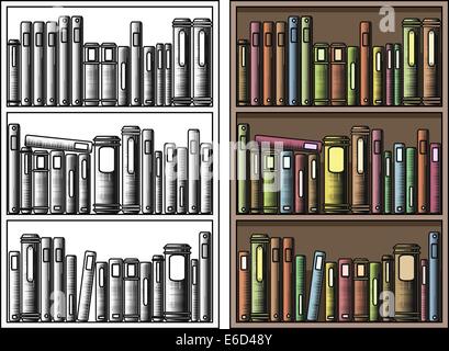 Illustration vectorielle modifiable de livres dans une bibliothèque avec tous les livres en tant qu'objets séparés Illustration de Vecteur