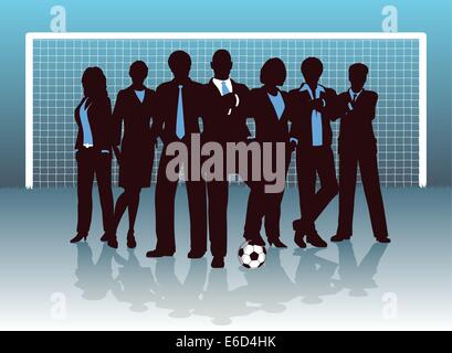 Illustration vectorielle modifiable d'une équipe commerciale sur un terrain de football Illustration de Vecteur