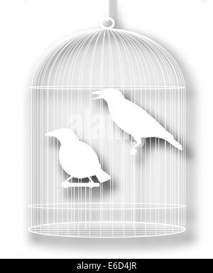 Illustration vectorielle modifiable d'une paire d'oiseaux en cage myna avec ombre fond faites à l'aide d'un filet de dégradé Illustration de Vecteur
