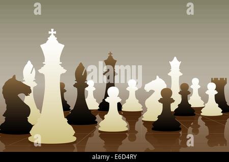 Illustration vectorielle modifiable des pièces d'échecs dans un jeu Illustration de Vecteur