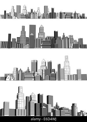 Ensemble de vecteurs modifiables d'horizon de la ville générique Illustration de Vecteur