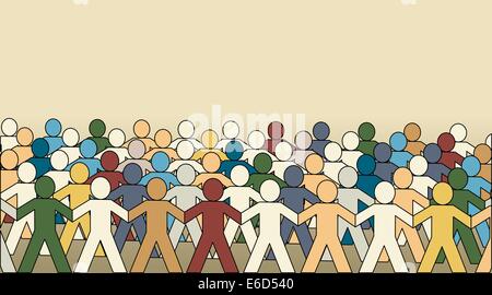Colorful vector modifiable avant-plan d'une foule paperman Illustration de Vecteur