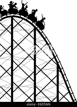 Vecteur modifiable silhouette d'un Rollercoaster ride raide Illustration de Vecteur