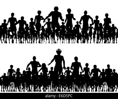 Des silhouettes d'un vecteur modifiable beaucoup de gens en marche Illustration de Vecteur