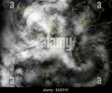 Illustration vectorielle modifiable d'une image satellite de la couverture nuageuse sur l'Europe à l'aide d'un gradient mesh de rendu cloud Illustration de Vecteur