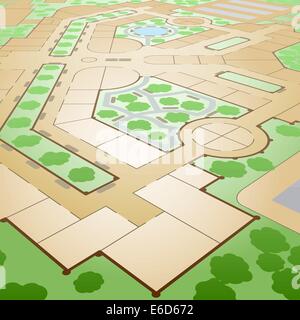 Illustration vectorielle modifiable d'un générique sans étiquette shopping mall site à partir d'un point de vue oblique Illustration de Vecteur