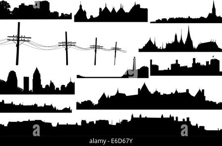 Ensemble de divers horizons et vecteur met Illustration de Vecteur