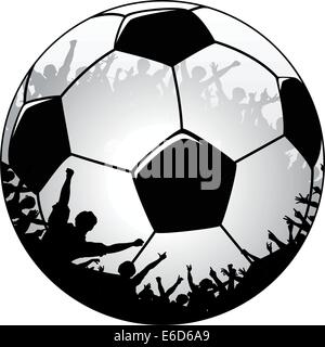 Illustration vectorielle modifiable d'un ballon de foot avec foule Illustration de Vecteur