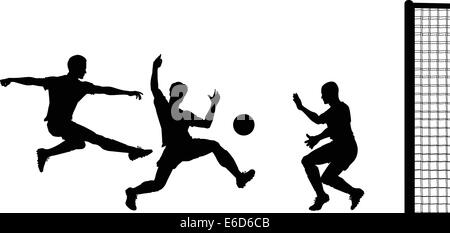 Silhouette vecteur modifiable d'action lors d'un match de football Illustration de Vecteur