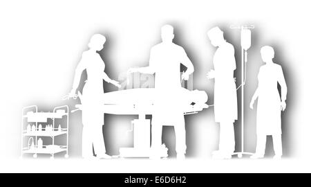 Vector illustration de découpe modifiable la chirurgie dans une salle d'opération avec l'ombre de fond effectués à l'aide d'un gradient mesh Illustration de Vecteur