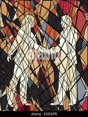 Vector illustration mosaïque modifiable de businessman shaking hands Illustration de Vecteur