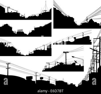 Des silhouettes vecteur modifiable des rues urbaines Illustration de Vecteur