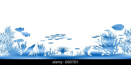 Illustration vectorielle modifiable de coraux et de poissons d'eau faite par un masquage maille couleur d'arrière-plan Illustration de Vecteur