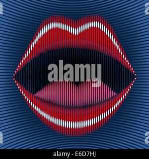 Illustration vectorielle modifiable des lèvres de rayures Illustration de Vecteur