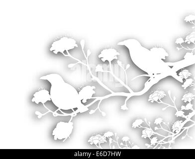 Vector illustration découpe modifiable d'une paire d'oiseaux sauvages myna avec ombre fond faites à l'aide d'un filet de dégradé Illustration de Vecteur