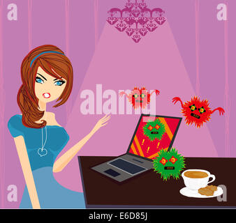 Attaque de virus d'ordinateur portable Banque D'Images