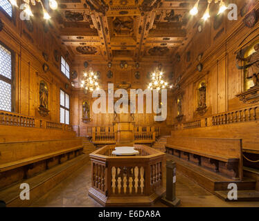 Théâtre anatomique de Bologne de l'Archiginnasio, l'ancien bâtiment universitaire. Teatro Anatomico medicine medical lecture hall Banque D'Images