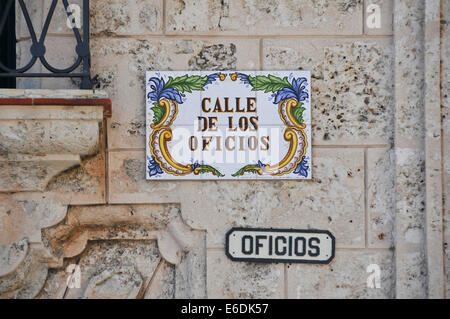 Calle de los Oficios Vieille Havane Cuba Banque D'Images