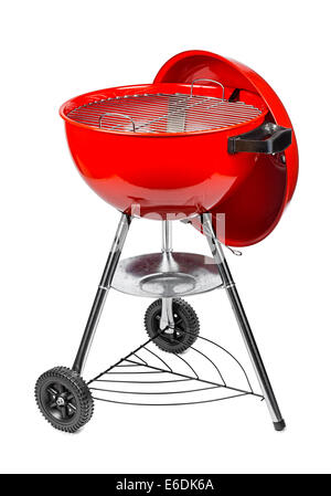 Grill électrique rouge in front of white background Banque D'Images