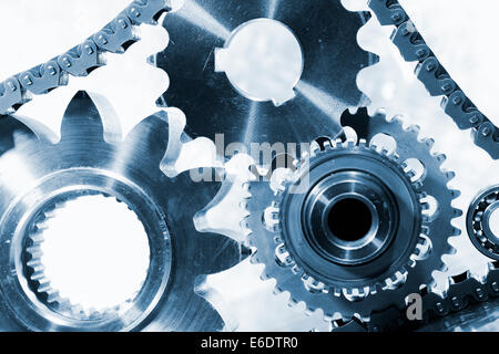 Roues dentées et pignons à chaîne de distribution powered by Banque D'Images