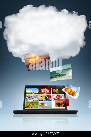 Image conceptuelle du cloud dans le stockage et le partage de fichiers Banque D'Images