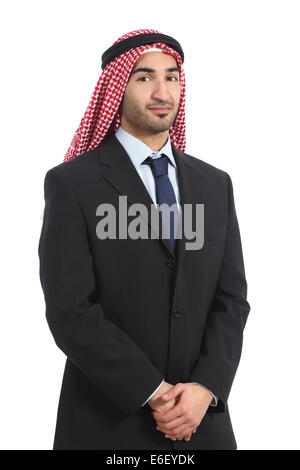 Arabie arabes unis businessman posing grave isolé sur fond blanc Banque D'Images