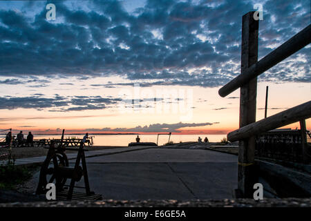 Whitstable Foreshore au coucher du soleil Banque D'Images