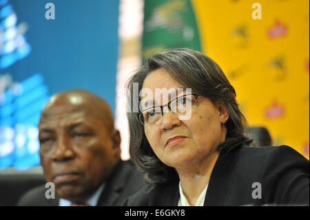 Cape Town, Afrique du Sud. Le 22 août, 2014. Patricia de Lille, maire de Cape Town, au cours de l'annonce des détails de la prochaine Bafana Bafana (Afrique du Sud) contre le Nigeria dans la coupe d'Afrique des Nations Orange (AFCON) qualificatif à prendre place à la Cape Town Stadium le 10 septembre 2014. Photo par Roger Sedres/ImageSA/Alamy Live News Banque D'Images