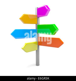 Tas de flèches colorées Road Sign 3D Illustration Banque D'Images