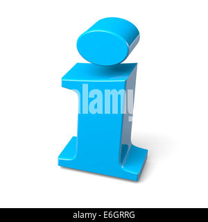 I Info lettre bleue 3D Illustration avec ombre sur fond blanc Banque D'Images