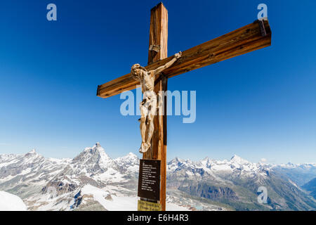 Sommet cross Klein Matterhorn, Zermatt, Suisse Banque D'Images