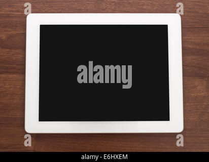 Tablette numérique sur des tablettes de bois, Close up Banque D'Images