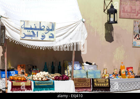 Kazbar et échoppe de marché dans les Rats du désert campement dans reenactment Kandahar Banque D'Images