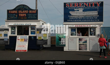 Billets vendus à la Sérénité cabanes à Largs, voyages sur l'île de Farne, SW England, UK Banque D'Images