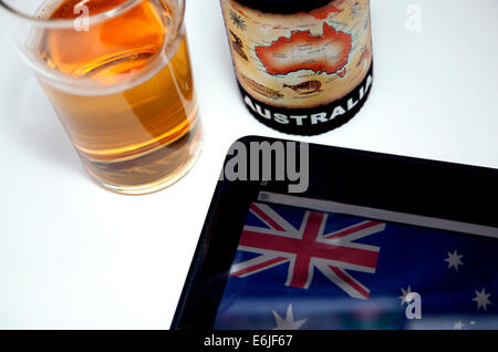 Refroidisseur de bière australienne de souvenirs et une lager, Londres Banque D'Images