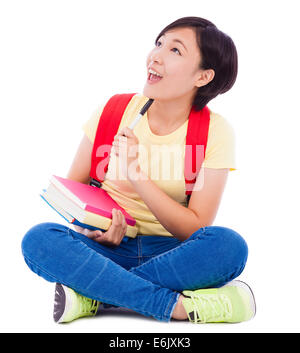 Jeune étudiant girl with book Banque D'Images