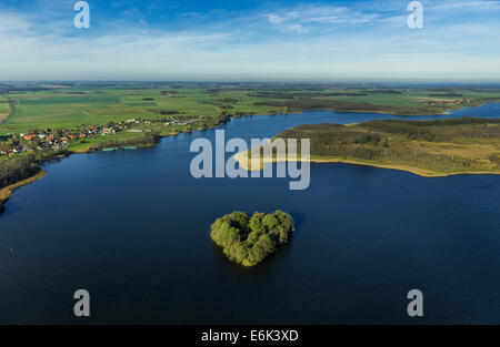 Vue aérienne du lac Müritz Kleine, avec une forme de coeur, l'île de Rügen, Sneek, Mecklembourg-Poméranie-Occidentale Banque D'Images